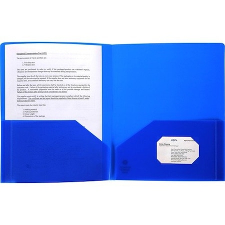 Business Source FOLDER, 2-POCKET, POLY, BLUE BSN20880